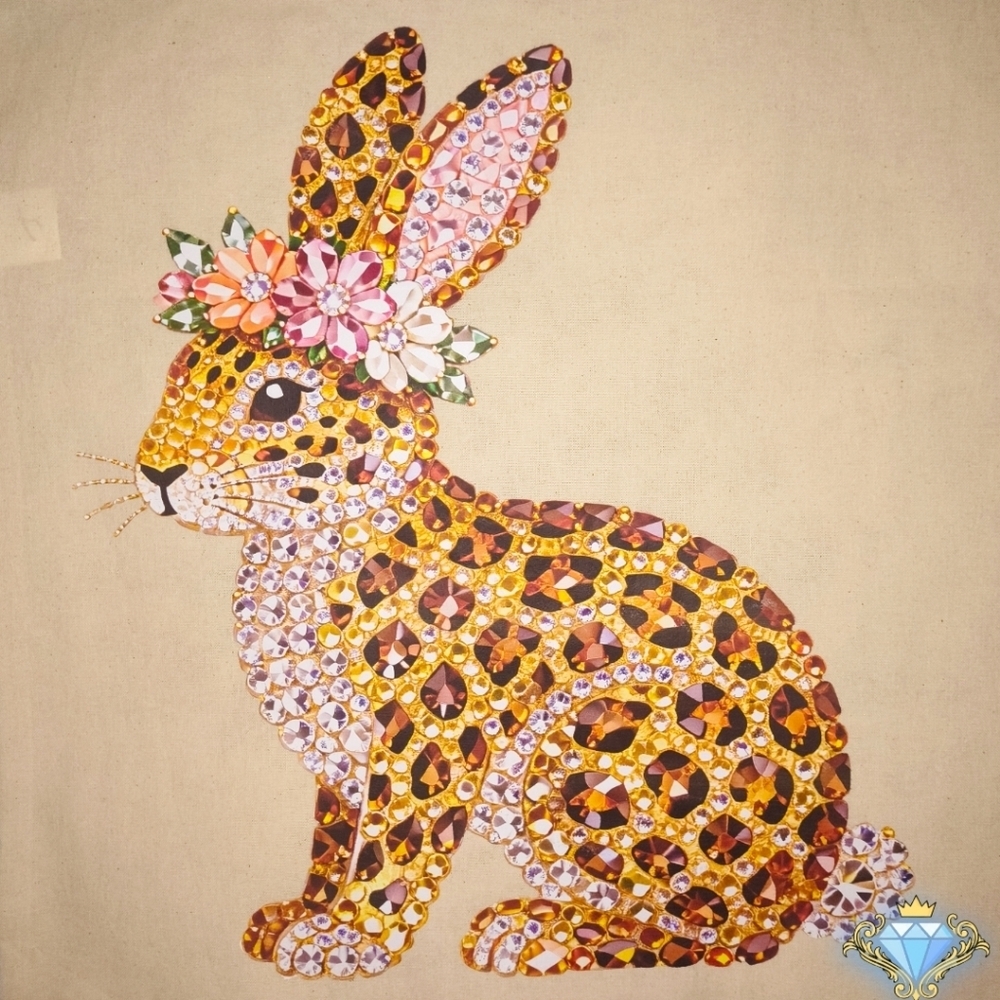 Leopard Print Rhinestone Bunny Canvas Tote Bag Streetwear Unisex Easter Custom - Picture 5 of 5